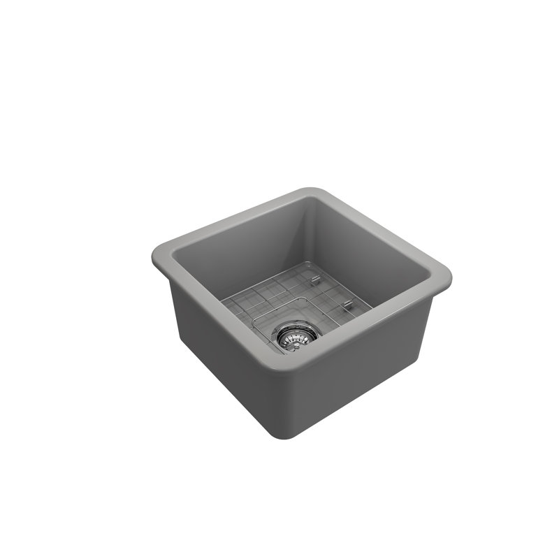 18'' L Fireclay Kitchen Sink, Matte Gray