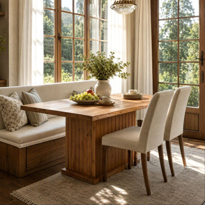 55" Solid Wood Pedestal Dining Table