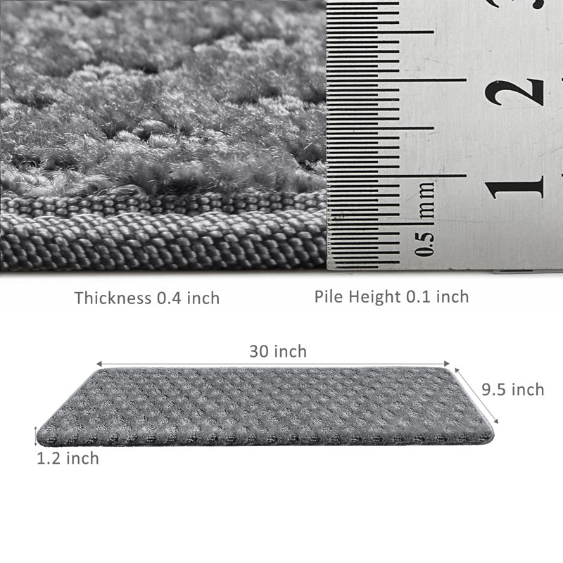 Tapis d'escalier bullnosé antidérapant (ensemble de 16), Mini treillis à losanges gris, 16