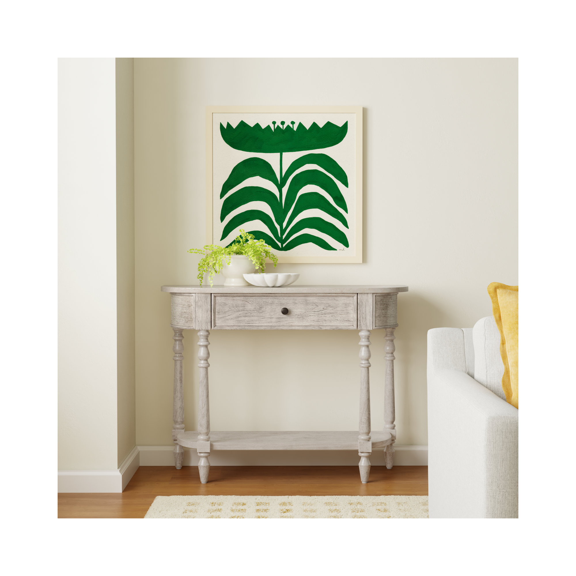 Aberdale 40'' Console Table with Marble Top, Rustic Gray
