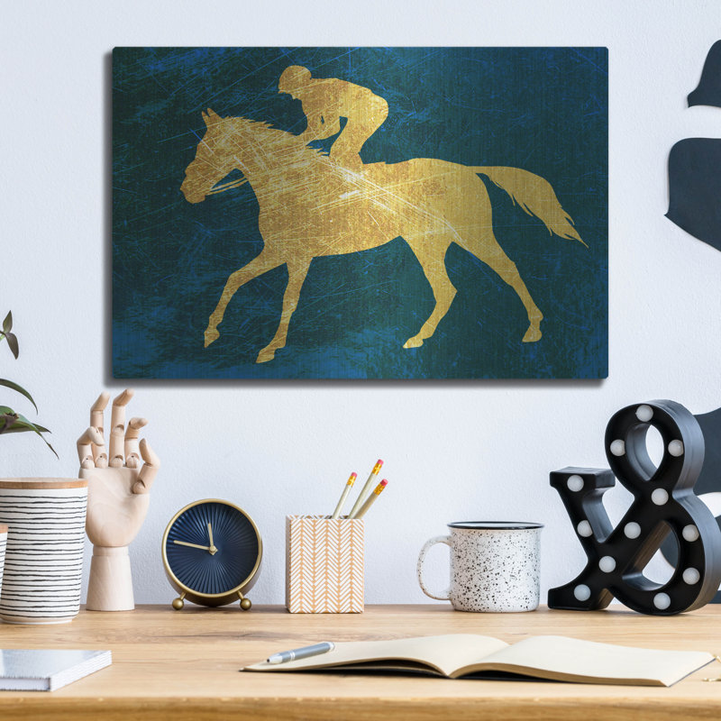 «Gold Jockey On Blue» par Irena Orlov, H 12 po x l 16 po