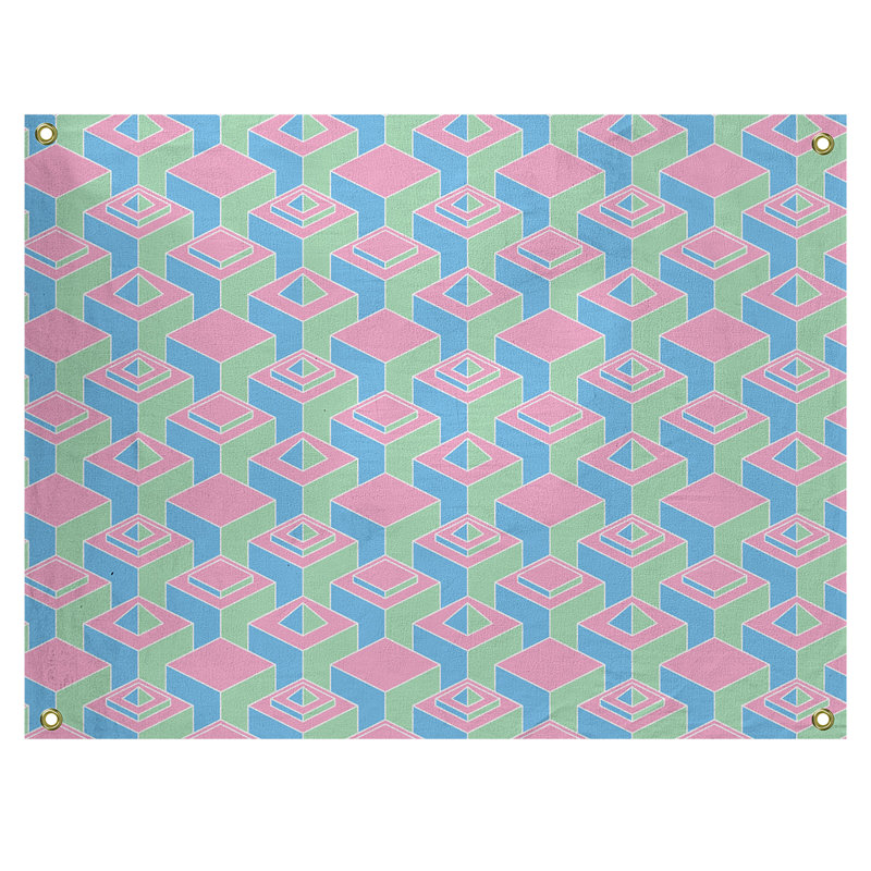 Jordao Polyester Tapestry, 50" H x 59" W, Blue Green/Pink