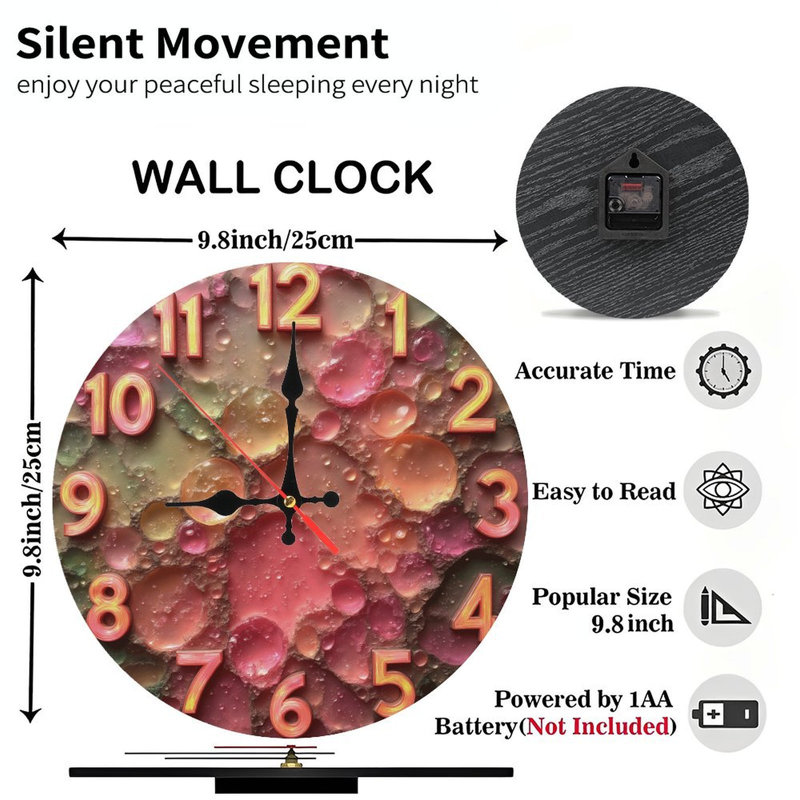 Horloge avec bulles texturées