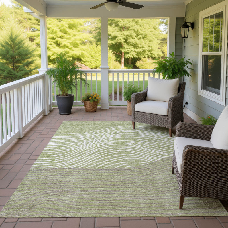 Tapis ACN2350 à rayures lavable à la machine intérieur / extérieur, Rectangle 10 pi x 14 pi