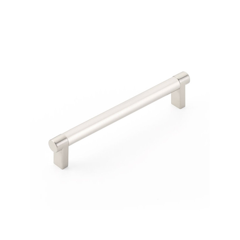 Emtek Select Cabinet Pull w/ Rectangular Stem & Smooth Bar, Satin Nickel, 6" Center to Center