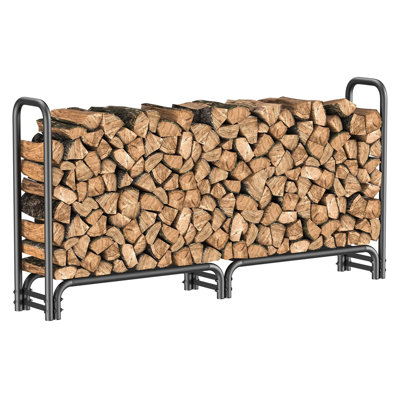 Support à bois de chauffage robuste de 8 pi avec filet en tissu - Capacité de 4 000 lb pour le rangement de bois de chauffage de différentes tailles