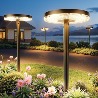 3X Larger & Taller Solar Pathway Lights Outdoor, Metal Solar Powered Garden Lights with 2 Lighting Modes, 180° Adjustable Larger Head Solar Lights Outdoor Waterproof, Bright Solar Garden Lights Outdoor for Outside Yard Walkway Driveway