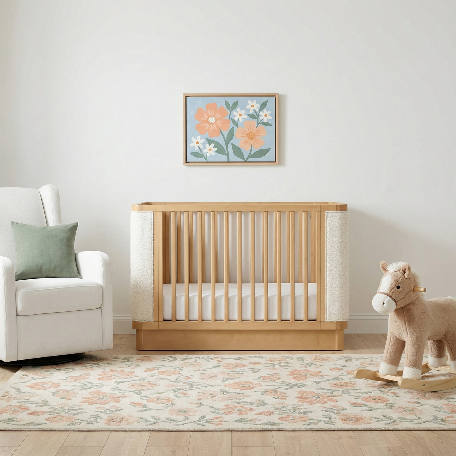 Bondi Boucle 4-in-1 Convertible Upholstered Crib