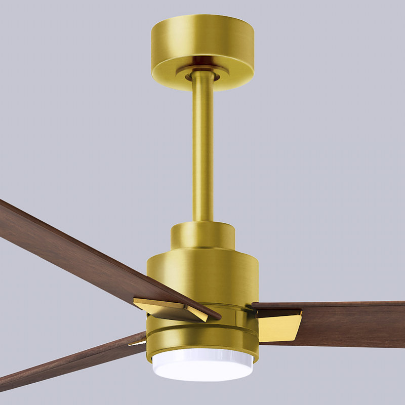 Alessandra - Three Blade Transitional Ceiling Fan -LED, Walnut, Brushed Brass, 56"