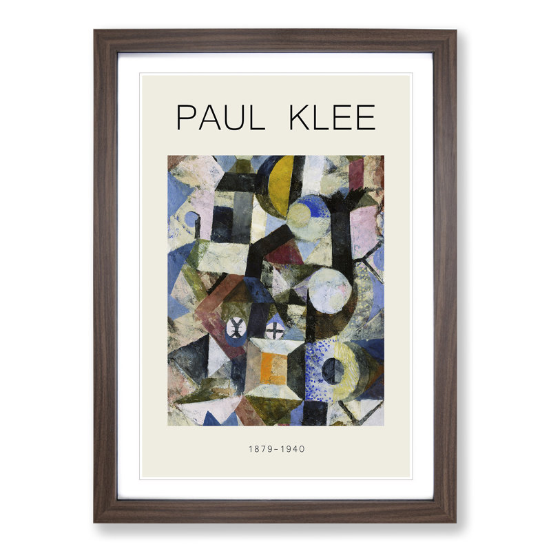 Yellow Half Moon Print by Paul Klee - Picture Frame Painting, 65cm H x 48cm W x 2cm D, Walnut