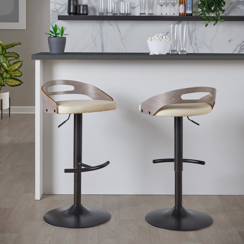 Ensemble de 2 tabourets réglables Cassis, Noir, Gris clair /Crème