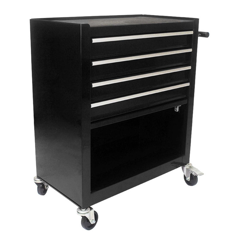 Chariot à outils multifonctionnel avec 4 roulettes, Noir