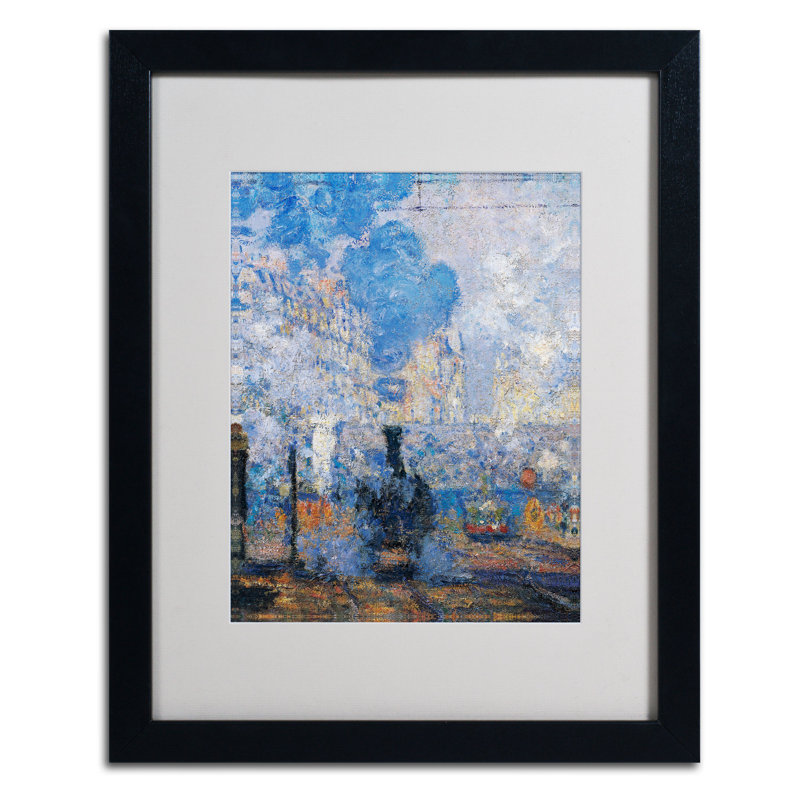 «Saint Lazare Station» par Claude Monet - reproduction d'art sur toile, H 20 po x l 16 po x P 0,5 po, Noir