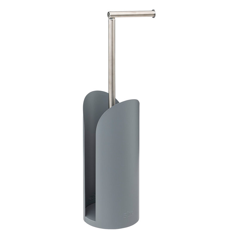 Kressida Free-Standing Toilet Roll & Brush Holder, Grey