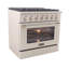 KUCHT Professional 36 po 5,2 pieds cubes Cuisinière au gaz naturel avec brûleurs scellés et four à convection en acier inoxydable avec porte argentée-87227284-87227280