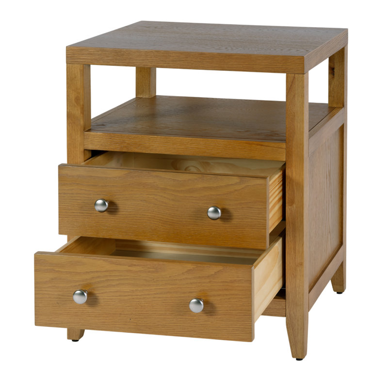 Table de chevet rectangulaire 2 tiroirs en bois brun naturel Pettitt, Naturel