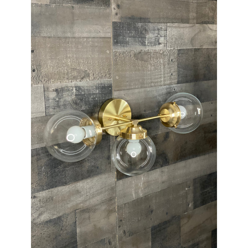 Armed Sconce, Raw Brass, Clear