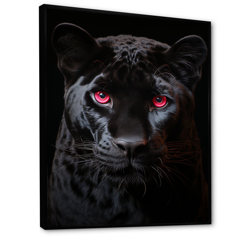 Rose et panthère noire I, H 40 po x l 30 po x P 1,5 po, Cadre flottant noir