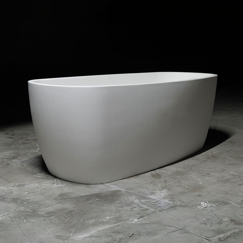 Lunar 71 " L x 31.5 " W Freestanding and Mounting / Installation Required Soaking Solid Surface Bathtub, Matte White