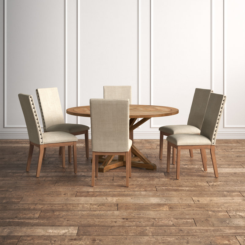 Ashbaugh 6 - Person Pedestal Dining Set, Beige