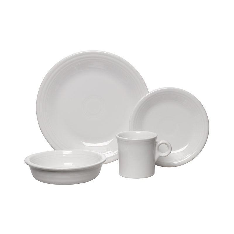 White Ceramic Ribbed Medium Dinner Plate Set