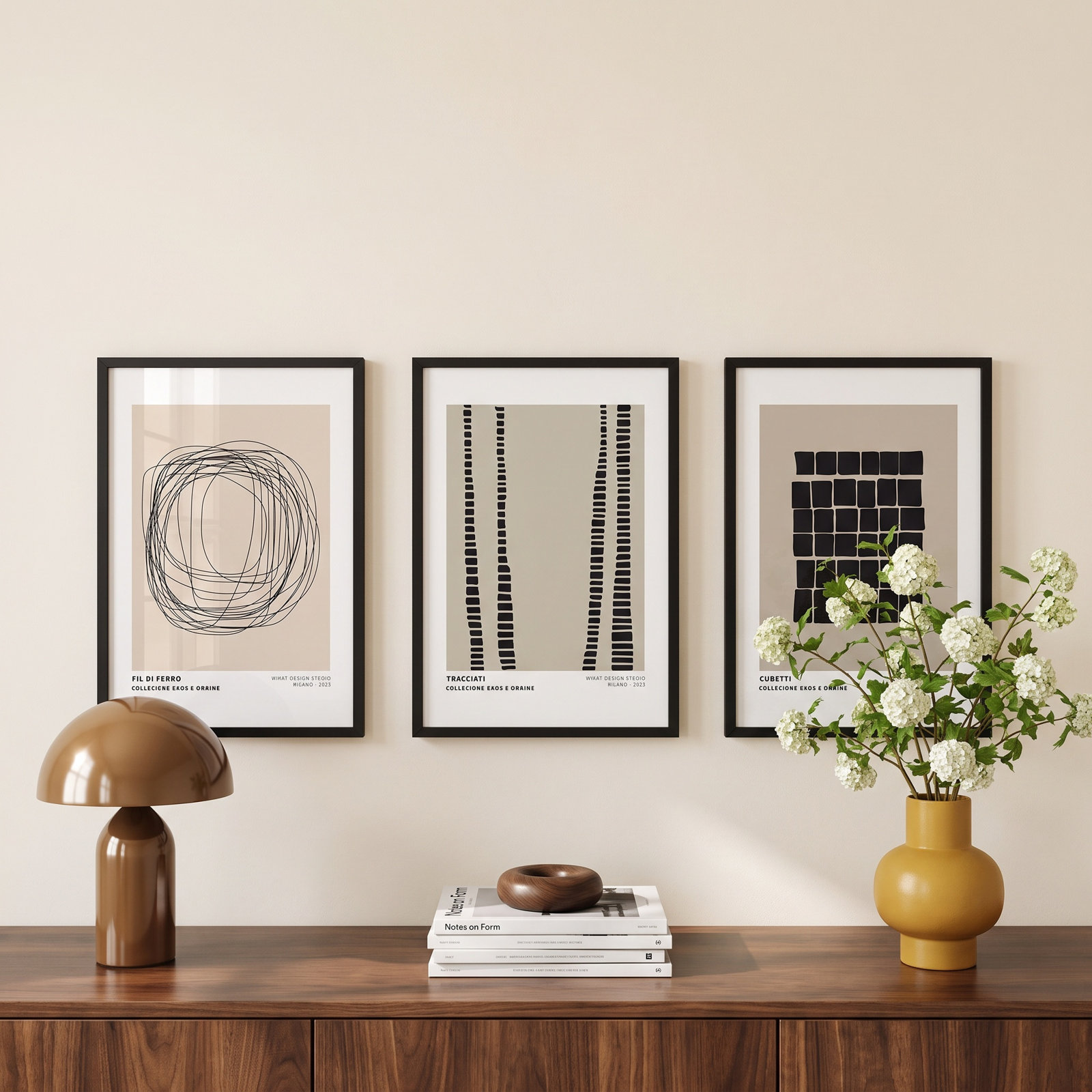 Berdie " Caos E Ordine 2 ", 20" H x 42" W x 1.25" D, Black Framed Paper