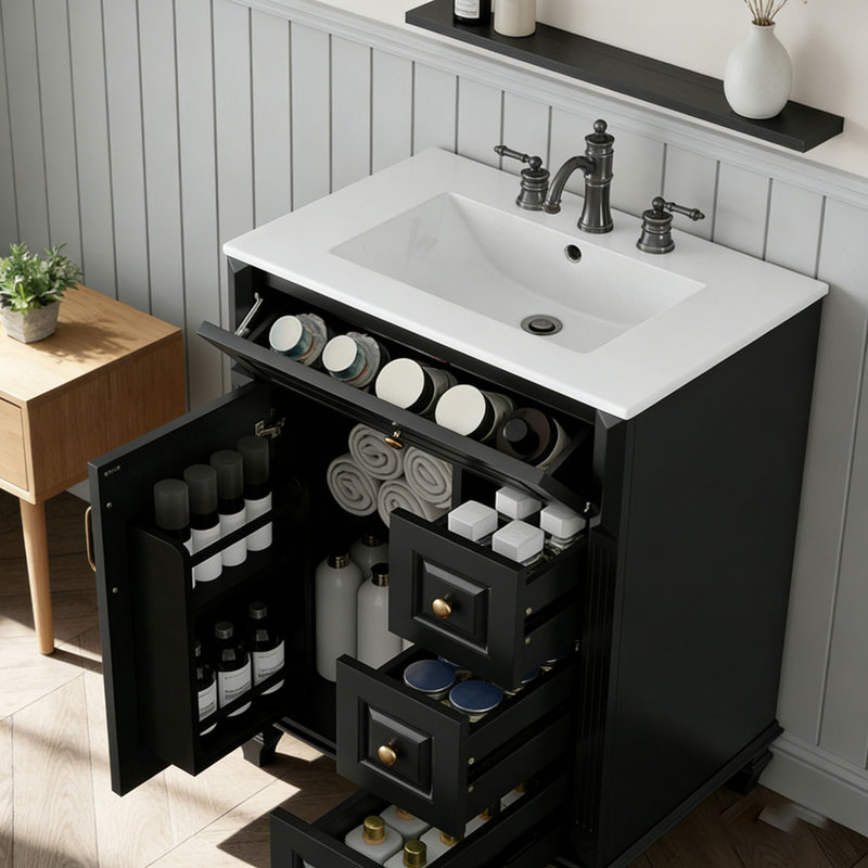 Meuble-lavabo 24 po avec lavabo, Noir