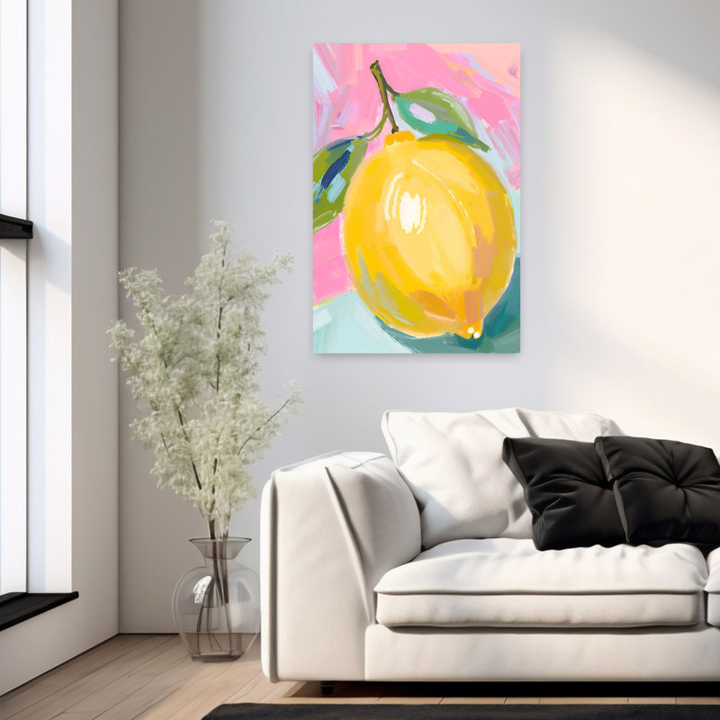 «Vibrant Pink Lemon», art audacieux aux fruits colorés et audacieux, H 36 po x l 24 po