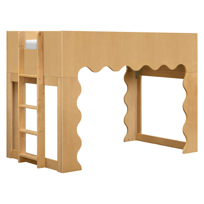Lido Wave Convertible Low Loft Twin Bed, Honey