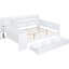 Lit de jour double avec bureau et 3 tiroirs - Bois de pin blanc pour une chambre à coucher confortable-2070539245-2070539243