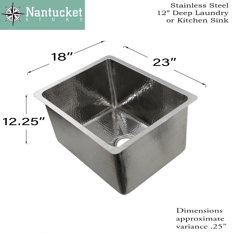 Brightwork 23'' L Stainless Steel Single Basin Kitchen Sink