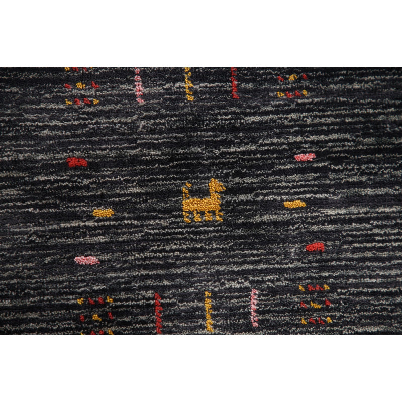 Tapis oriental rayé Gabbeh 9 x 12