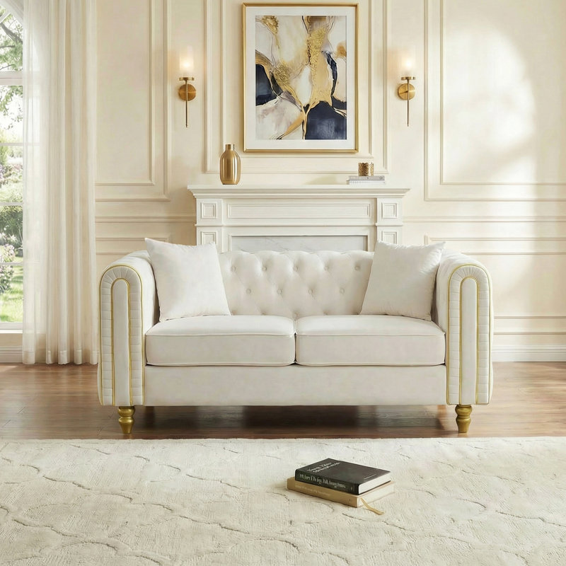 Canapé en velours Modern, Beige