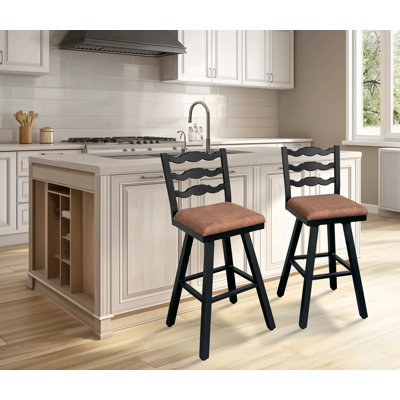 Holquin Swivel Upholstered 30'' Bar Stool with Aluminum Frame ( Set of 2)