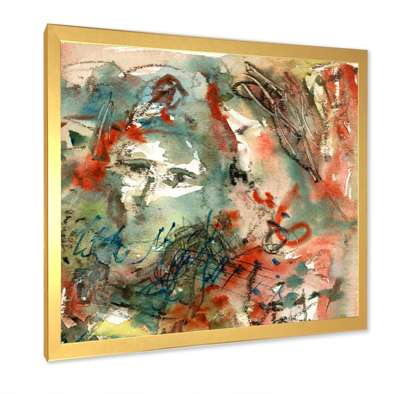 Musique, peinture abstraite II - sur, Encadrement doré, H 30 po x l 30 po x P 1 po