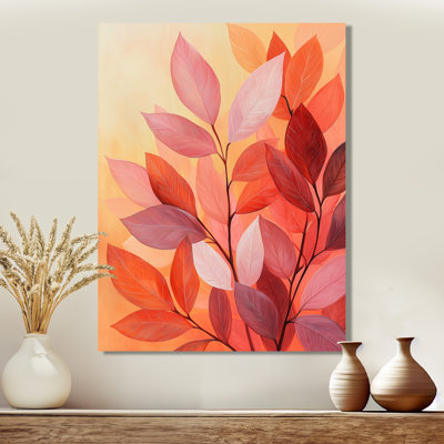 Coral Leaves Dance Of The Forest I - Feuilles, impression sur métal