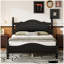 Structure de lit plateforme en bois, lit plateforme de style rétro avec support en lattes de bois-93603295-77748378