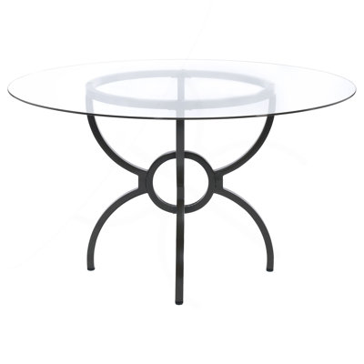 Table de salle à manger sculpturale avec plateau en verre et base artistique