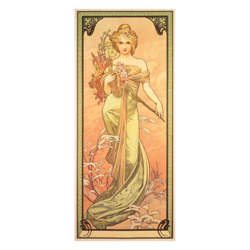 The Seasons: Spring (1900) by Alphonse Mucha - Giclee Print, 28" H x 22" W