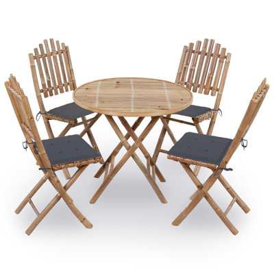 Wingert 4 - Person Bamboo Wood Patio Dining Set with Round Table