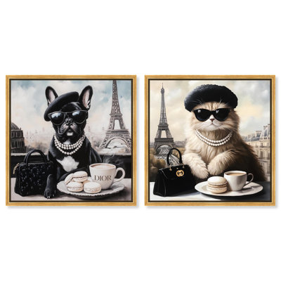 Chic Parisian Pets Set Canvas Fashion Wall Decor by Art Remedy