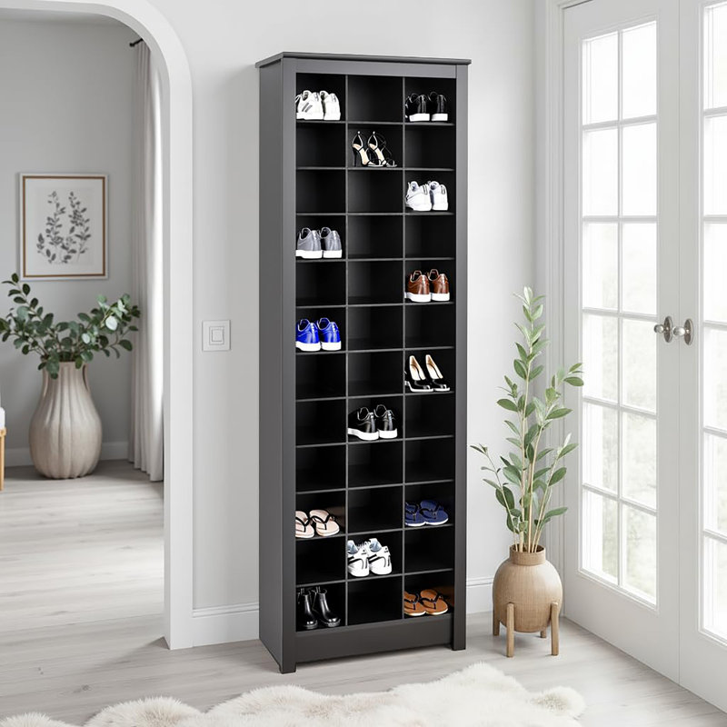 72.5" Tall Shoe Cabinet with 36 Shoe Cubbies, Freestanding Storage Organizer for Entryway Hallway Closet, Black