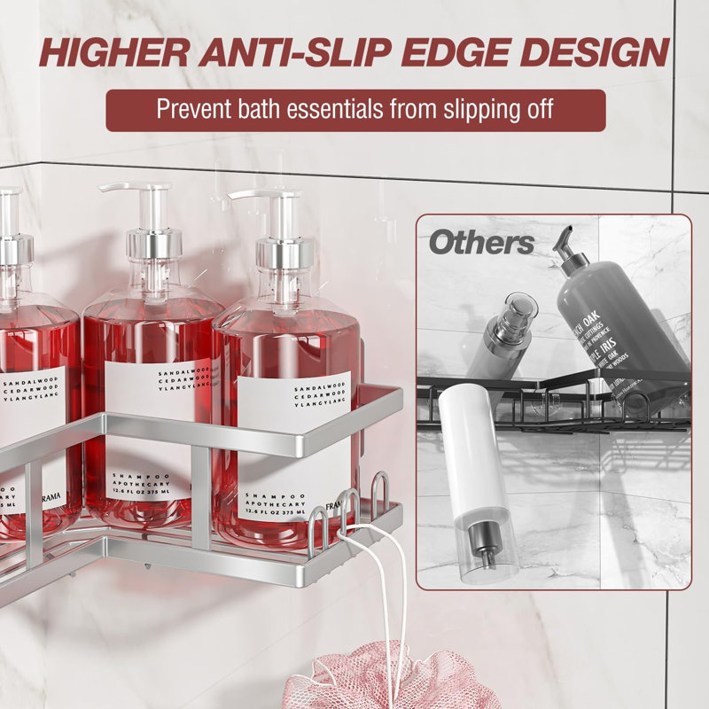 Serviteur de douche d'angle antirouille - Organisateur de salle de bain peu encombrant avec installation facile sans perceuse