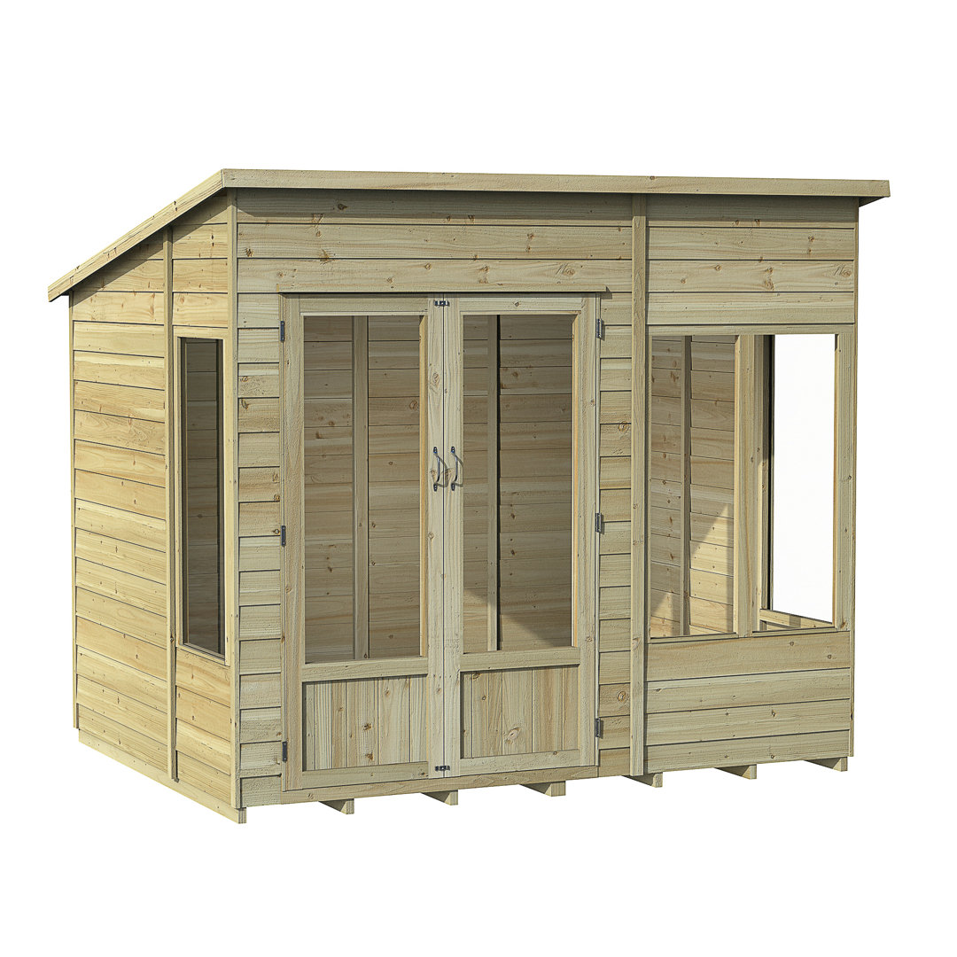 4Life 8x6 Pressure Treated Double Door Pent Summerhouse