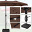 Parasol de marché rectangulaire avec base et 36 lumières à DEL Harworth 15 x 9 pi, brun-668612873