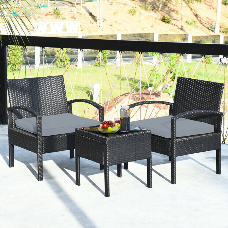 Pendrick 2 - Person Patio Conversation Sets with Cushions, Grey
