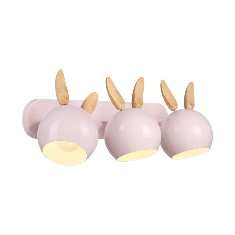 Applique murale Topsy à 3 lumières, Oreilles de lapin, Petal Pink