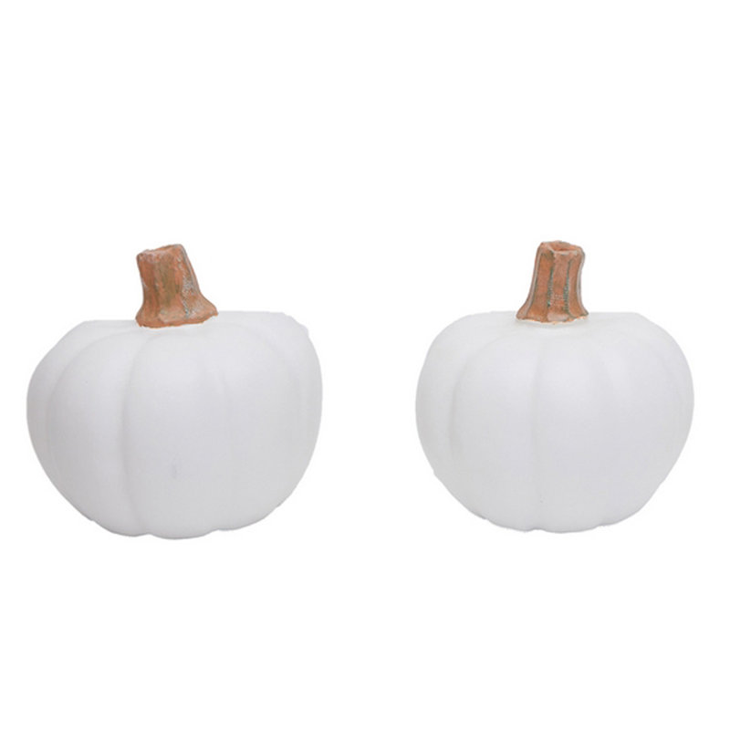 White Matte Ceramic Pumpkin Figurine - 5 Inches