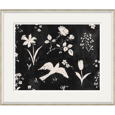 Black Flower Garden Gris Framed Print