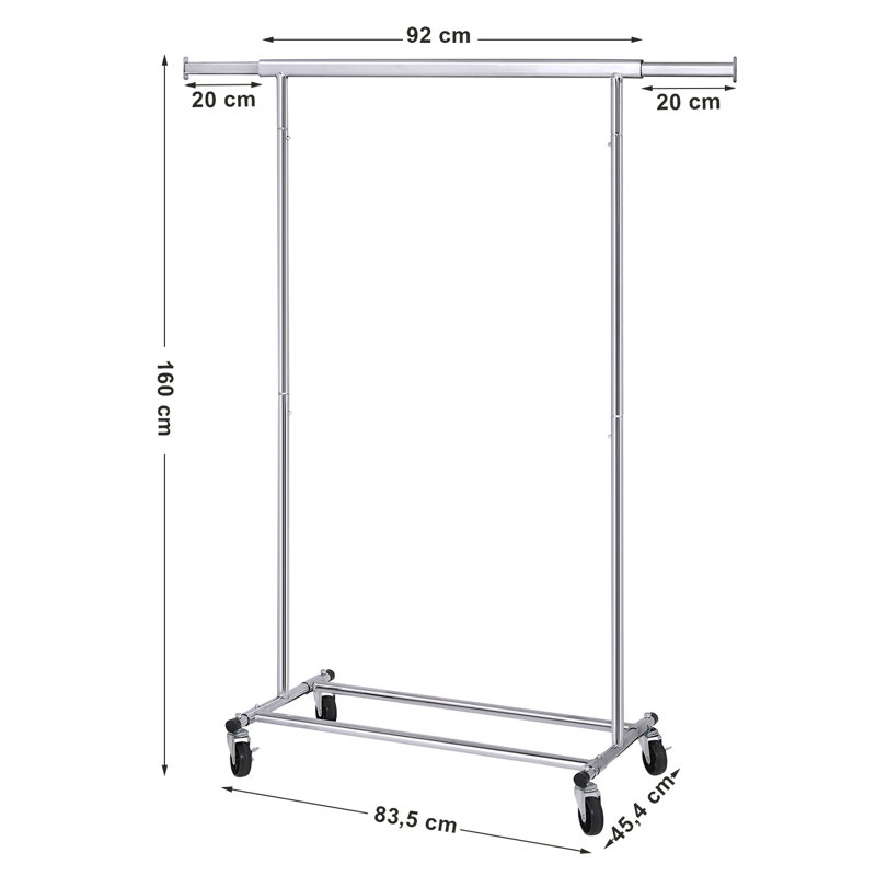 Mcclay 92cm Rolling Clothing Rack, Silver